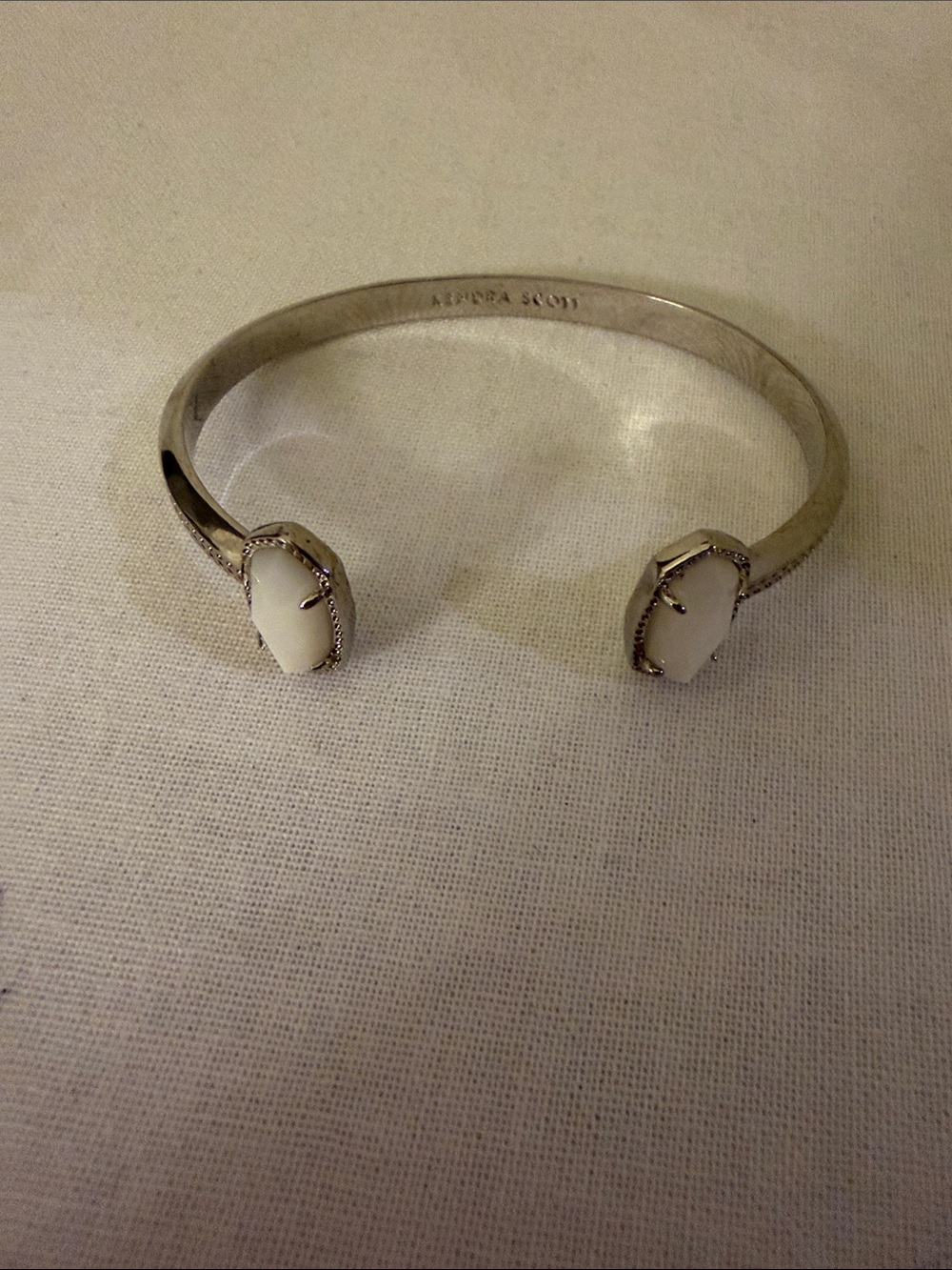 Kendra Scott Silver Open Cuff with White Stones